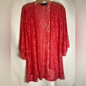 Lucky & Blessed L&B Women’s Pink Kimono Lace Duster Coverup Boho Western Small